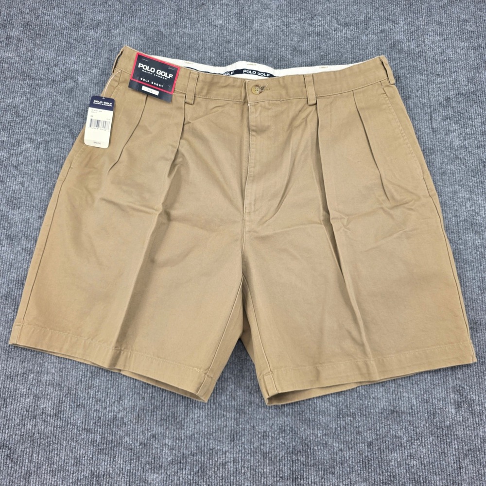Polo Golf Ralph Lauren Mens 38W (fit 37) Tan Khaki Pleated Golf Shorts NWT